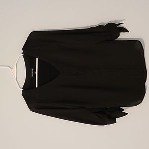 Fortune+Ivy blouse black stitch fix tie 3/4 sleeves